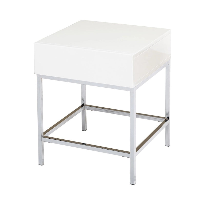 White Metal High-Gloss End Table