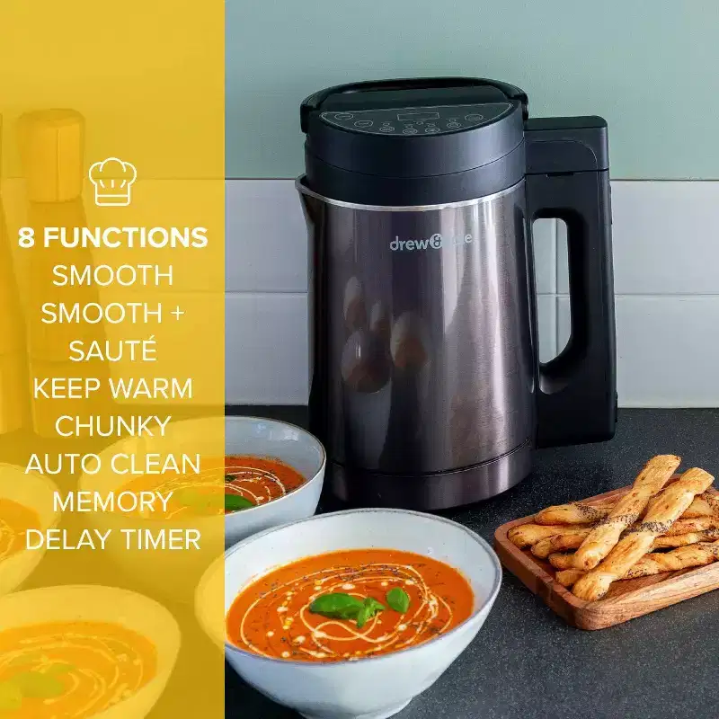 Soup Chef Pro by Drew&Cole - Chunky, Smooth Soup Maker, 54oz Jug, 5 Large Servings