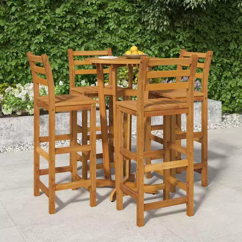 vidaXL Garden Bar Set Natural wood Solid Acacia wood Compact Footrest