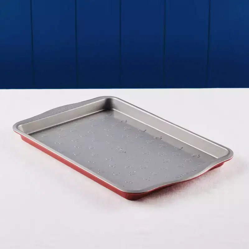 Farberware Disney Bake with Mickey Mouse 10"x15" Nonstick Cookie Pan Red: Steel Baking Sheet, Dishwasher-Safe
