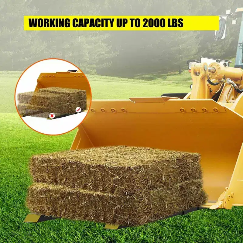 Pallet Forks , Clamp On Tractor Bucket Forks with Adjustable Stabilizer Bar, Heavy Duty Front Loader Forks, Fork Attachment