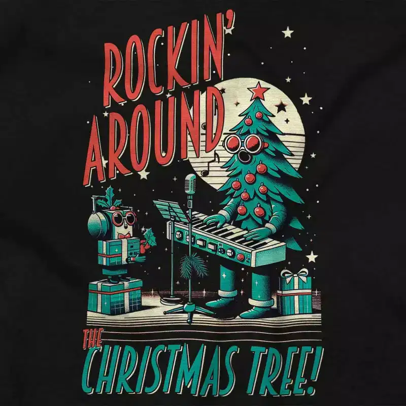 Rocking Around The Christmas Tree Graphic T Shirt Men or Women Brisco Brands