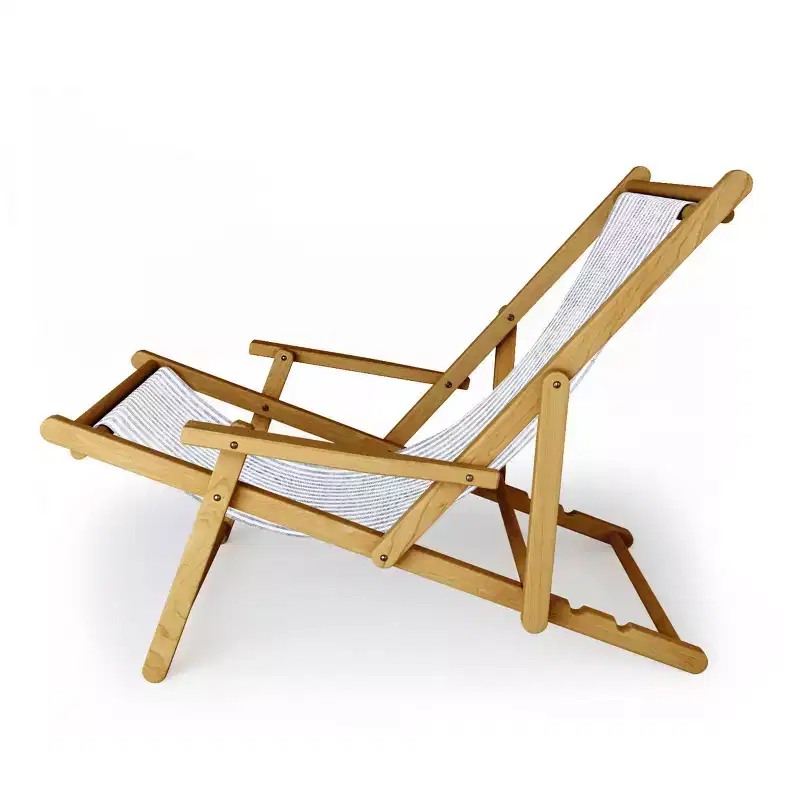 Holli Zollinger AEGEAN STRIPE Sling Chair - Blue - Deny Designs: Beach & Patio Lounger, Foldable, Wood Frame