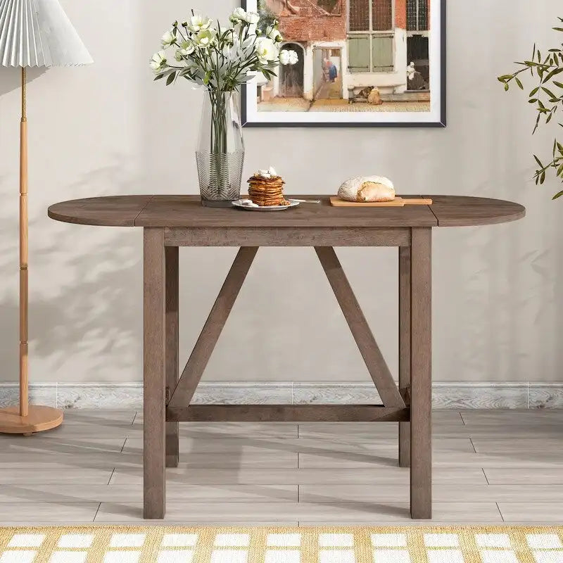 3-Piece Wood Counter Height Drop Leaf Dining Table Set with 2 Dining Chairs