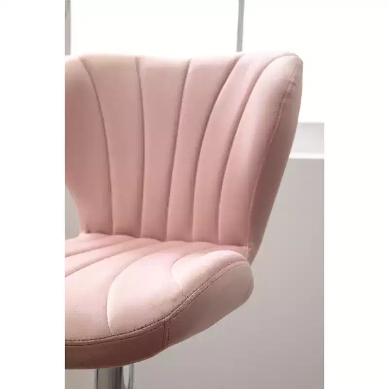 Ellston Upholstered Adjustable Swivel Barstools in Pink, Set of 2