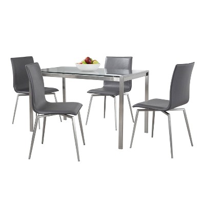 LumiSource 5pc Fuji Mason Swivel Dining Set Stainless Steel
