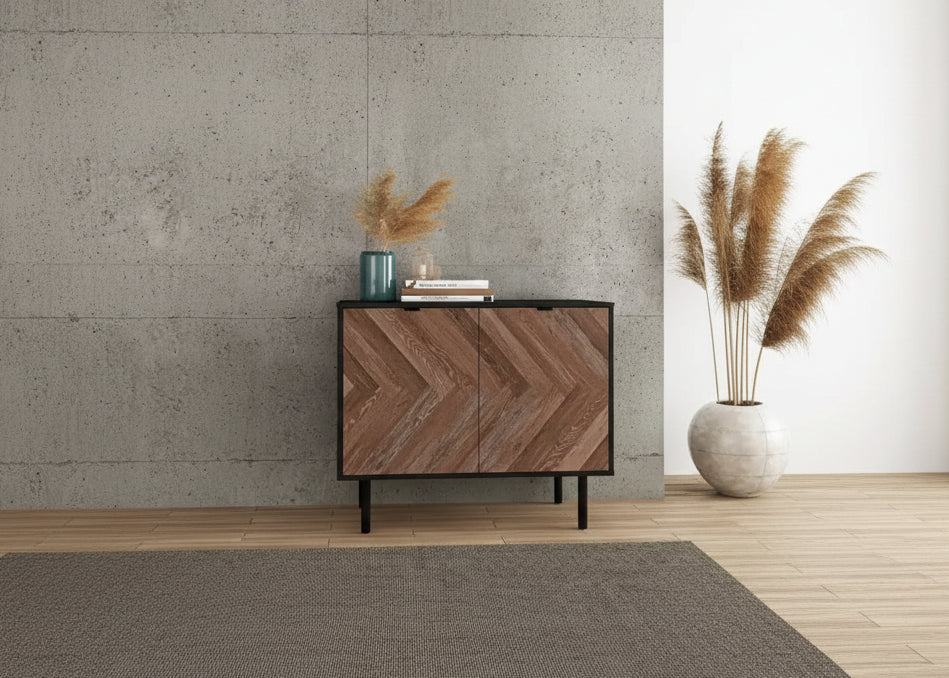 Mid-Century Modern Accent Cabinet with 2 Open Shelves