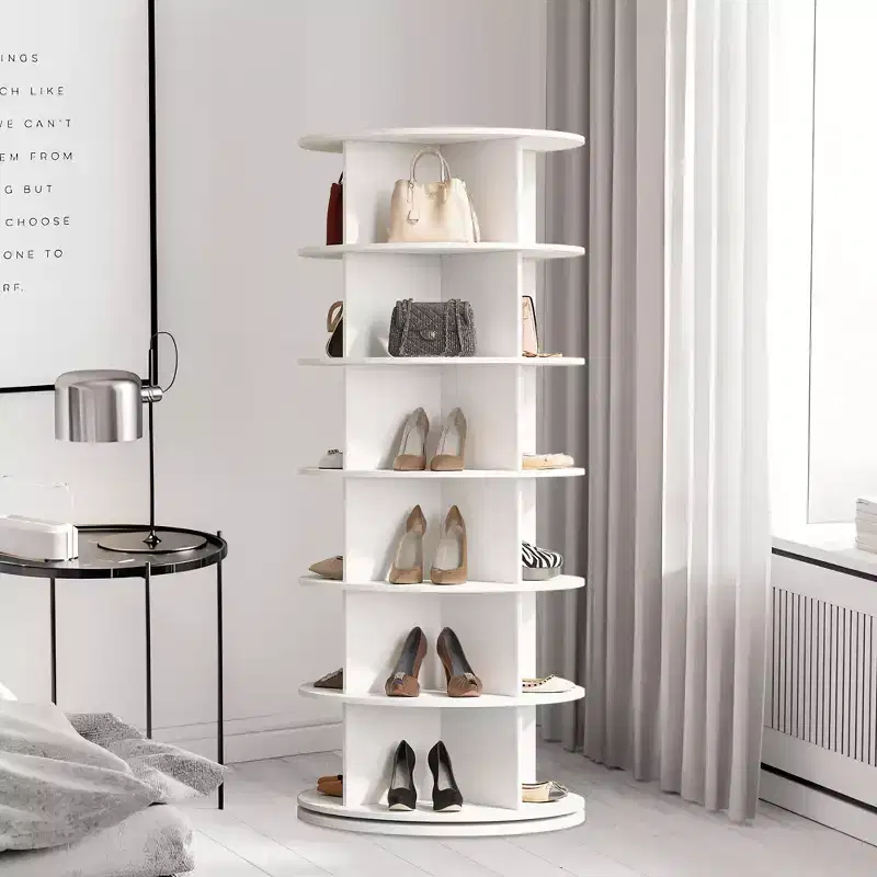 6-Tier Rotating Shoe Rack C White 360 Spinning Shoe Organizer for Entryway/Living Room (1-Pack)