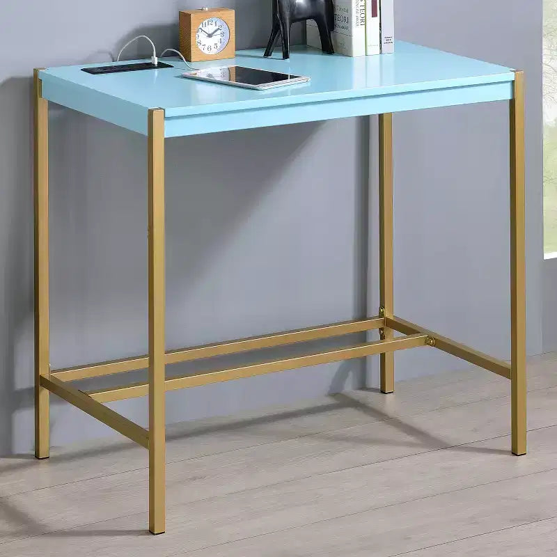 24/7 Shop At Home Everbay Writing Desk with Power and USB Plug