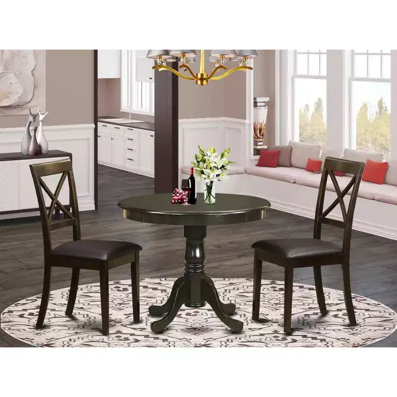 HomeStock Belmont Kitchen Table Set- Table Plus 2 Dining Chairs, Cappuccino