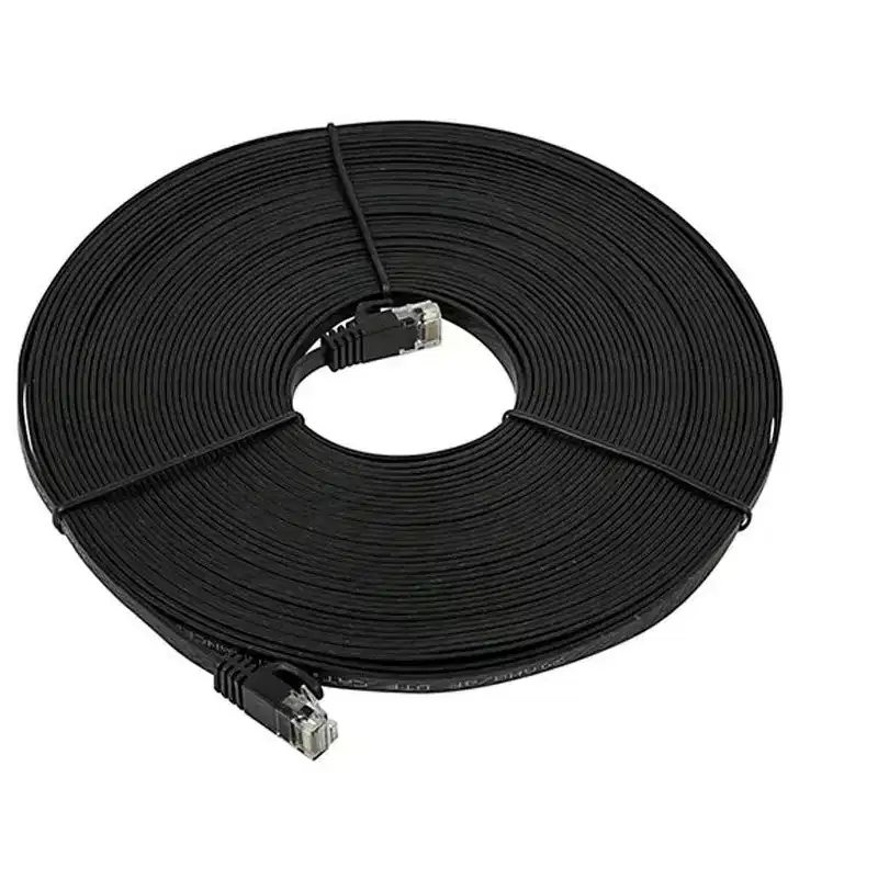 Monoprice Cat6 Ethernet Patch Cable - 50 Feet - Black | Flat Snagless RJ45, Flat, 550MHz, UTP, Pure Bare Copper Wire, 30AWG - Flexboot Series