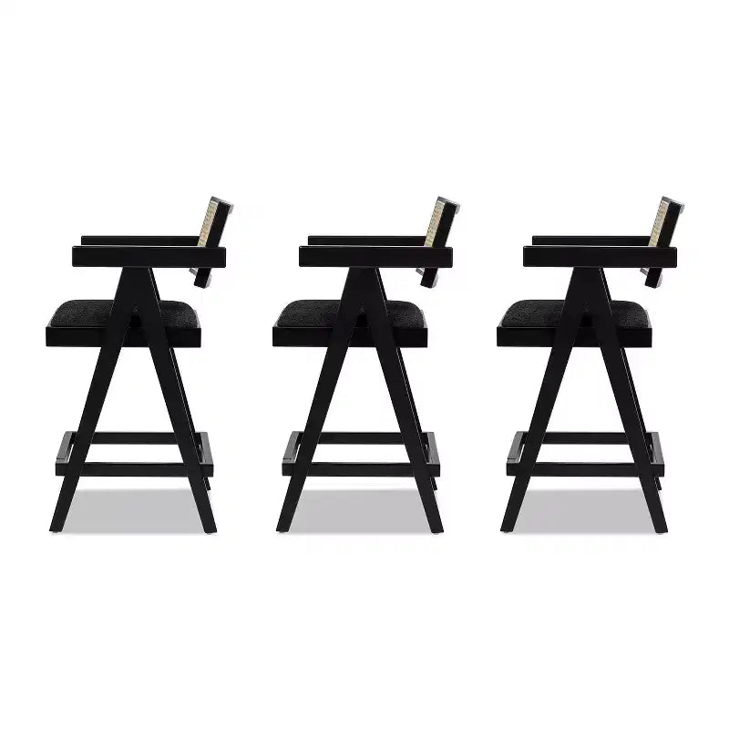 29.5 Modern Resin Webbing Back Bar Stool with Arms, Set of 3