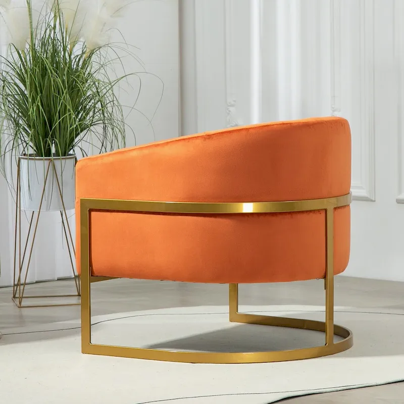 Velvet Accent Armchair with Gold Metal Frame
