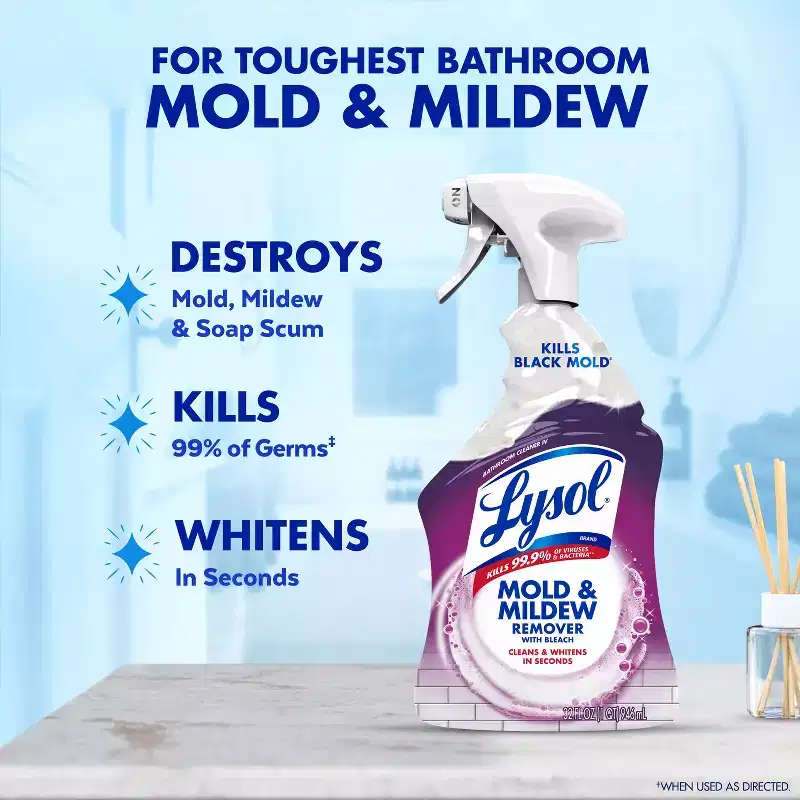 Lysol Unscented Mold & Mildew Remover with Bleach Bathroom Cleaning Spray - 32 fl oz