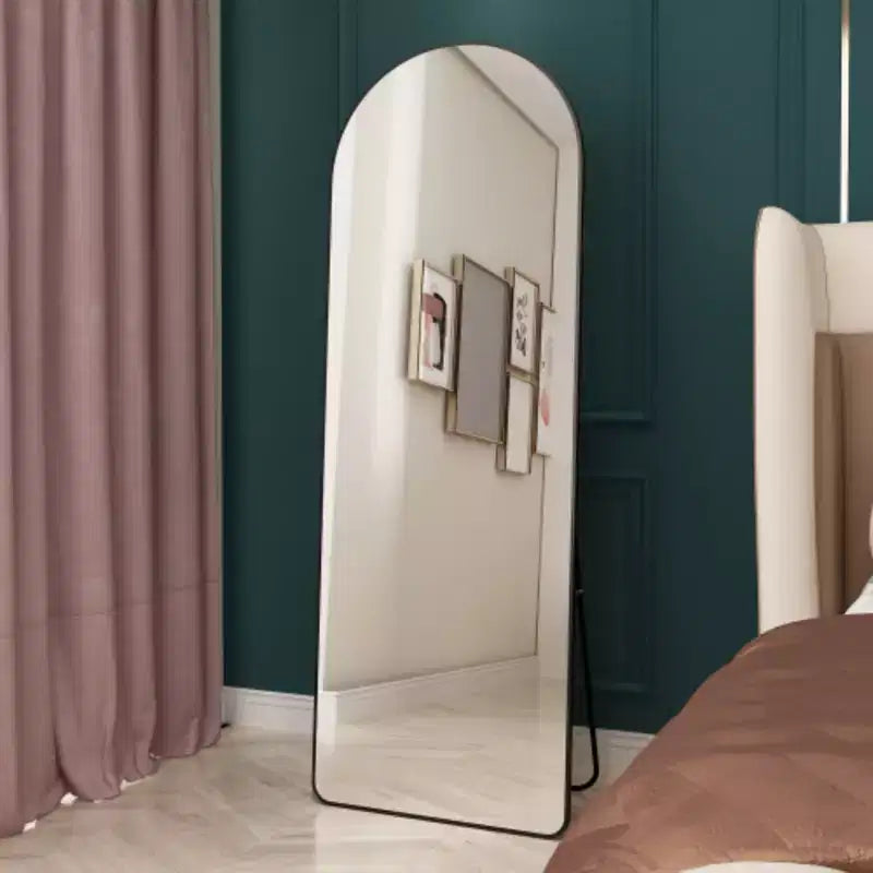 The 4st Generation Of Floor Mounted Full Length Mirrors. Aluminum Alloy Metal Frame Arched Wall Mirror, Bathroom Makeup Mirror, Bedroom Porch