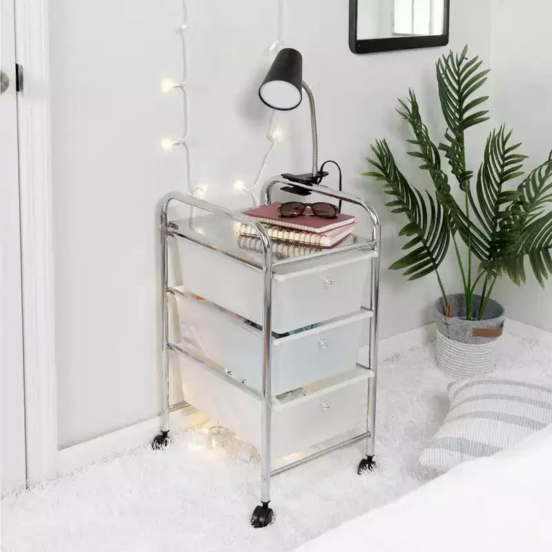 BrylaneHome 3-Drawer Rolling Storage Cart