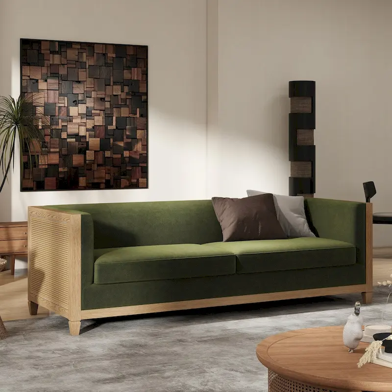 Georgia 81 Oak Wood & Rattan Sofa