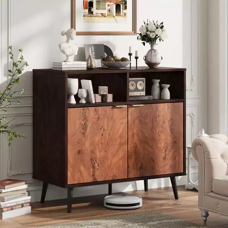 31.5 Sideboard Buffet Cabinet with Storage, Farmhouse Kitchen Wooden Cabinet