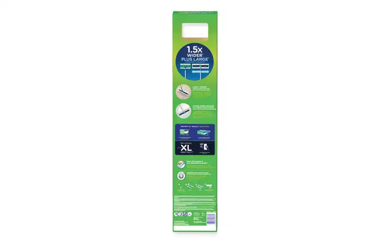 Swiffer Sweeper Mop, 16.5 x 9 White Cloth Head, 46 Green/Silver Aluminum/Plastic Handle