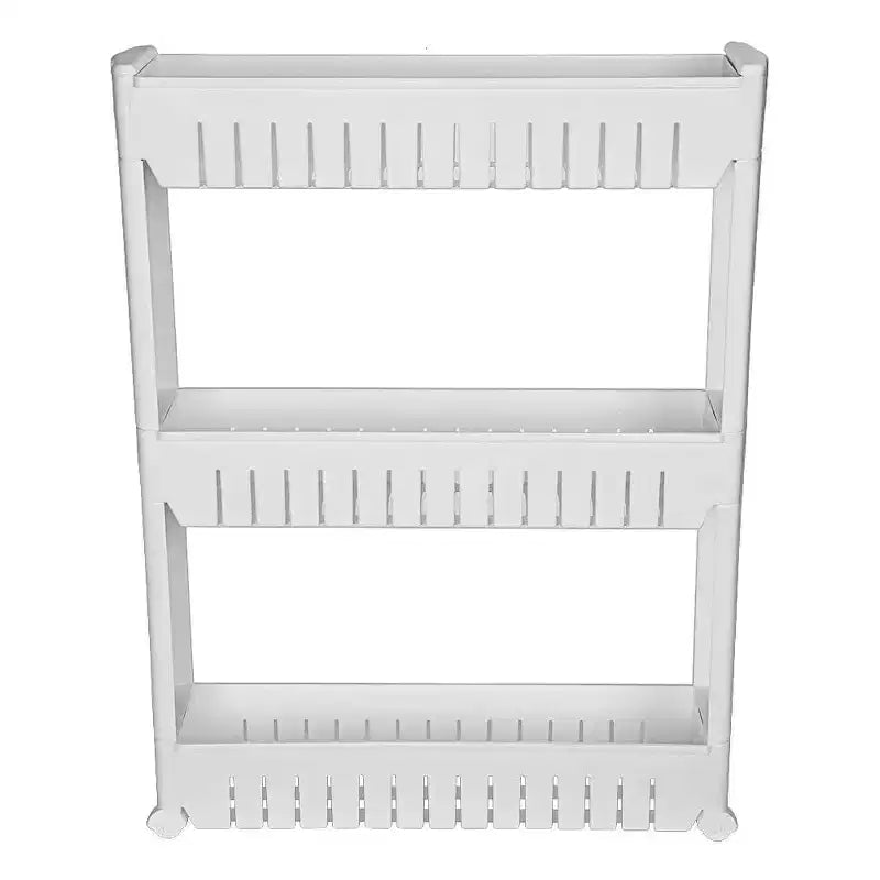 Modern Home Narrow Sliding Storage Organizer Rack - White