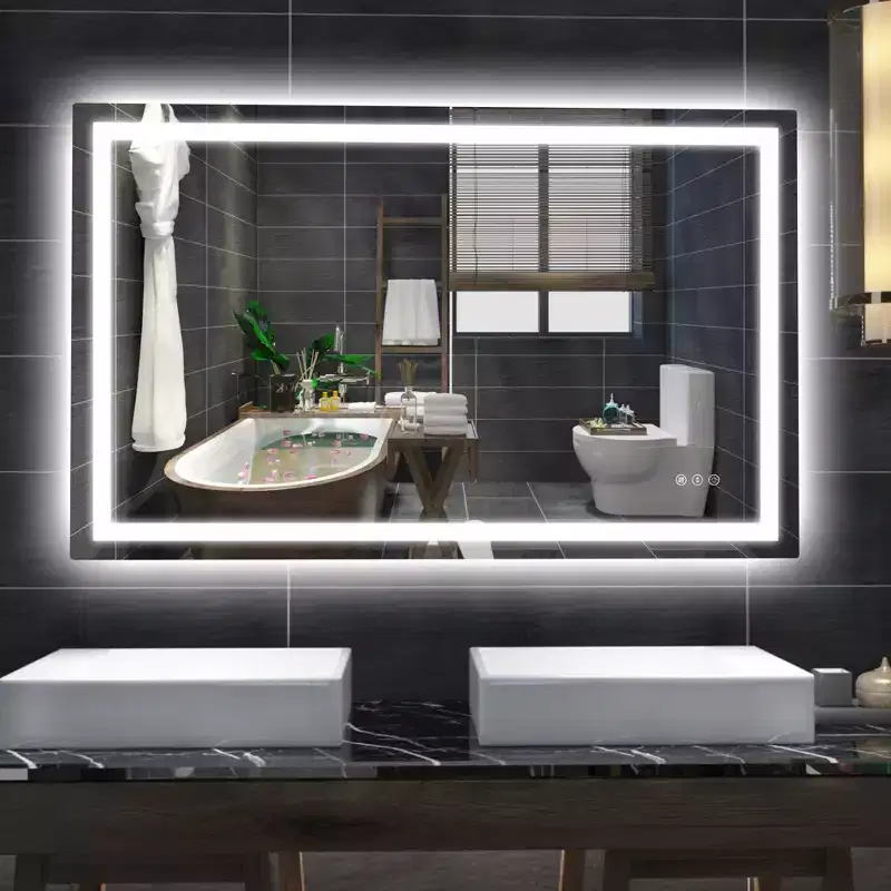 48x30 Wall Bathroom Mirror with 3 Color Temperatures, Anti-Fog ETL Smart LED Vanity Mirror with Light