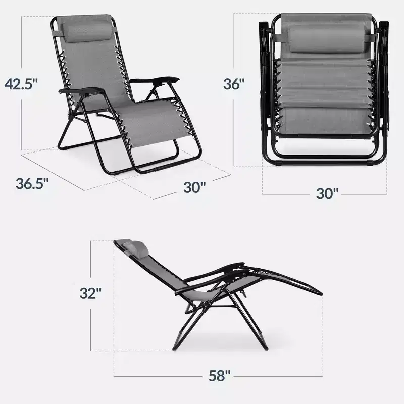 Best Choice Products Set of 2 Extra Wide Zero Gravity Lounge Chair Recliners w/ Cup Holder - Ice Gray