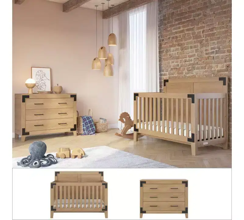 Child Craft Lucas Crib and Dresser Nursery Set, 2-Piece, Includes 4-in-1 Convertible Crib and 3-Drawer Dresser
