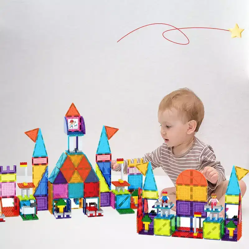 PICASSO-TILES 353PCS Magnetic Brick & Tile Combo Set with Action Figures  STEM Building Blocks Educational Construction Toy for Kids