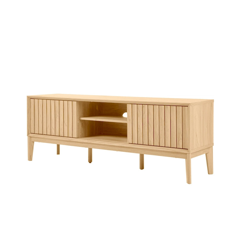 58 in. Farmhouse 3-Storage Sliding Door TV Stand Fits TVs up to 65 in.