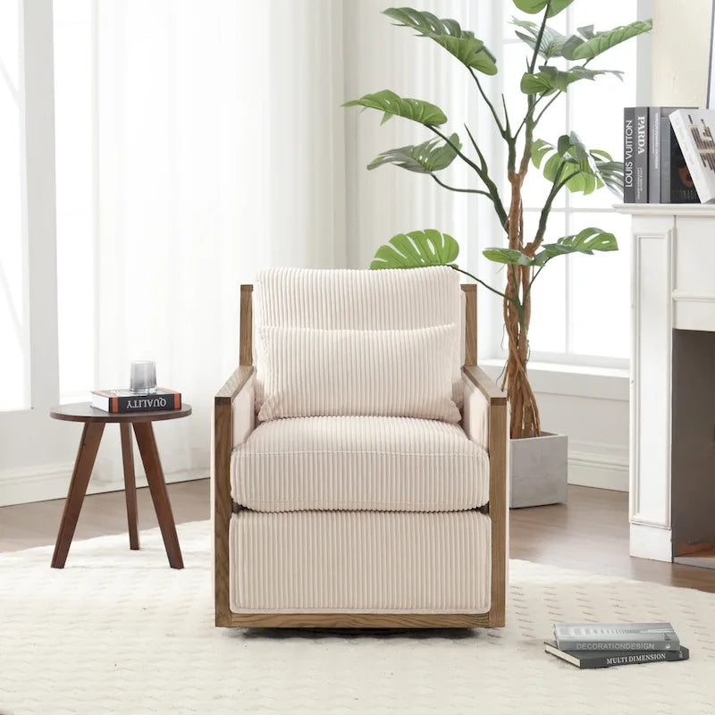 360° Swivel Barrel Accent Chair | Hardwood Frame | Foam Cushion | 300 lb | 26.77H
