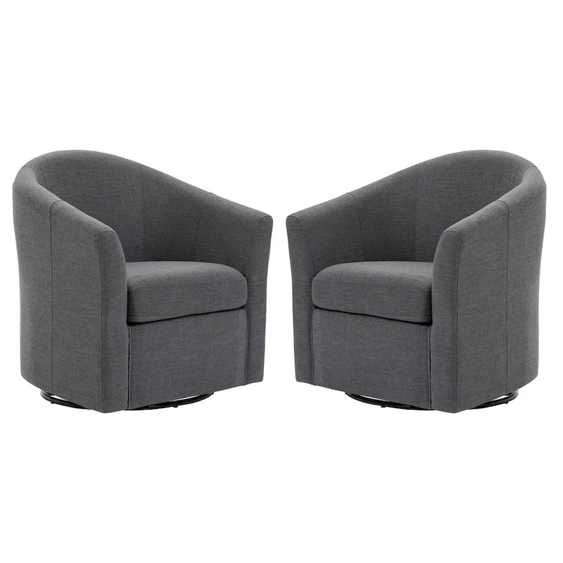 Ensemble de 2 fauteuils pivotants modernes rembourrés de style tonneau, fauteuils d'appoint pour salon