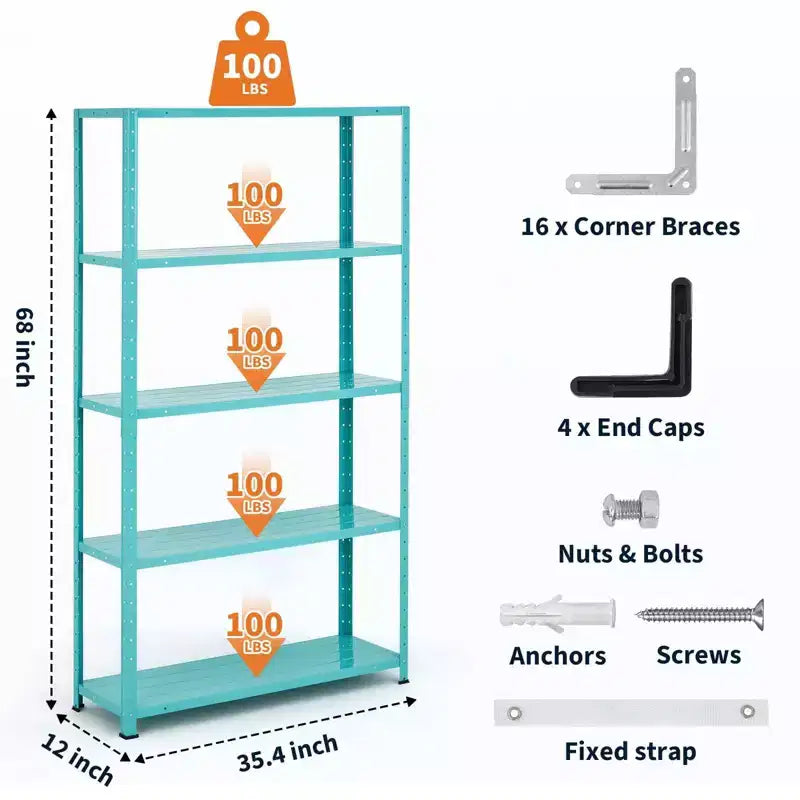 5-Tier Adjustable Metal Shelving Unit
