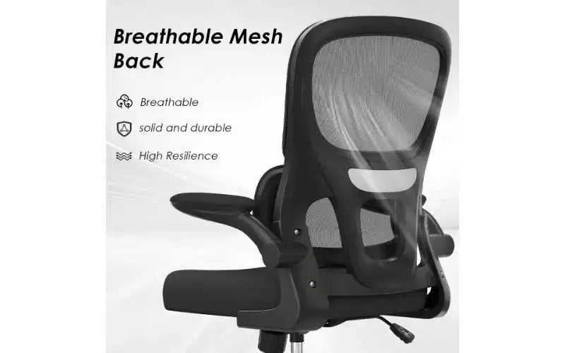 TUYOHW Double Mesh Ergonomic Office Chair, Home Office Desk Chair with Flip-Up Armrests, Computer Chair with Lumbar Support & Rolling Wheels