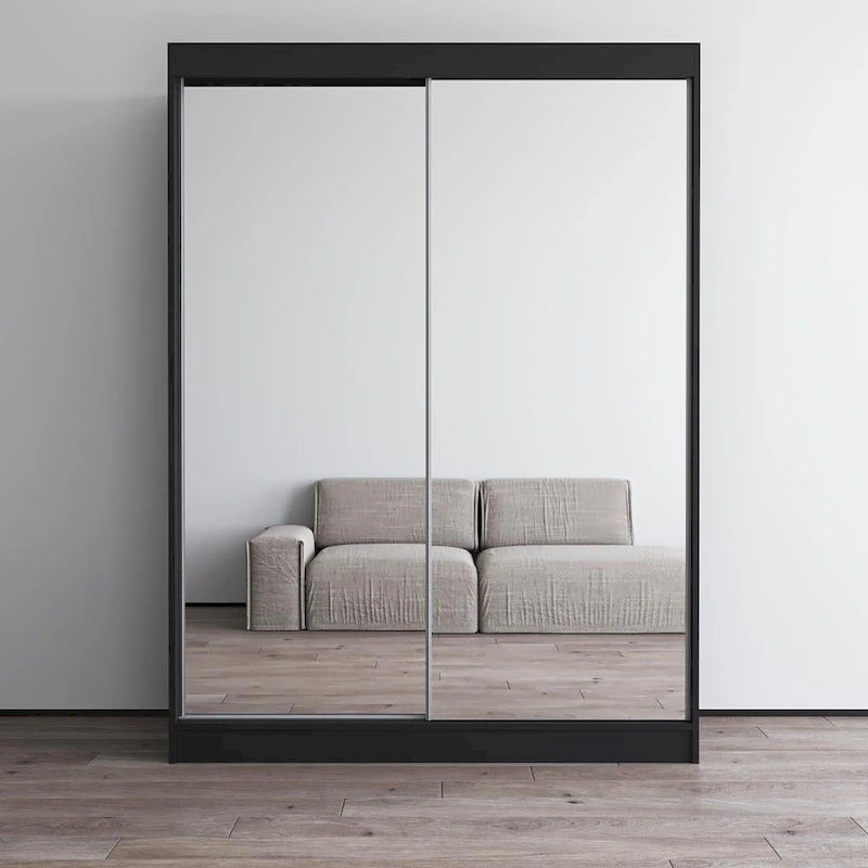 Mirrored 2-Door Wardrobe Armoire with High-Gloss Finish | 47