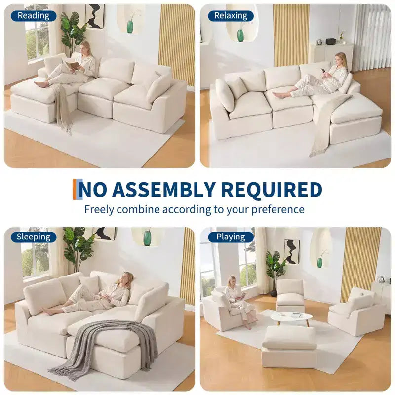 Modular Sectional Sofa, 110'' Sponge Compression Sofas with Deep Seat, Sectional Couches