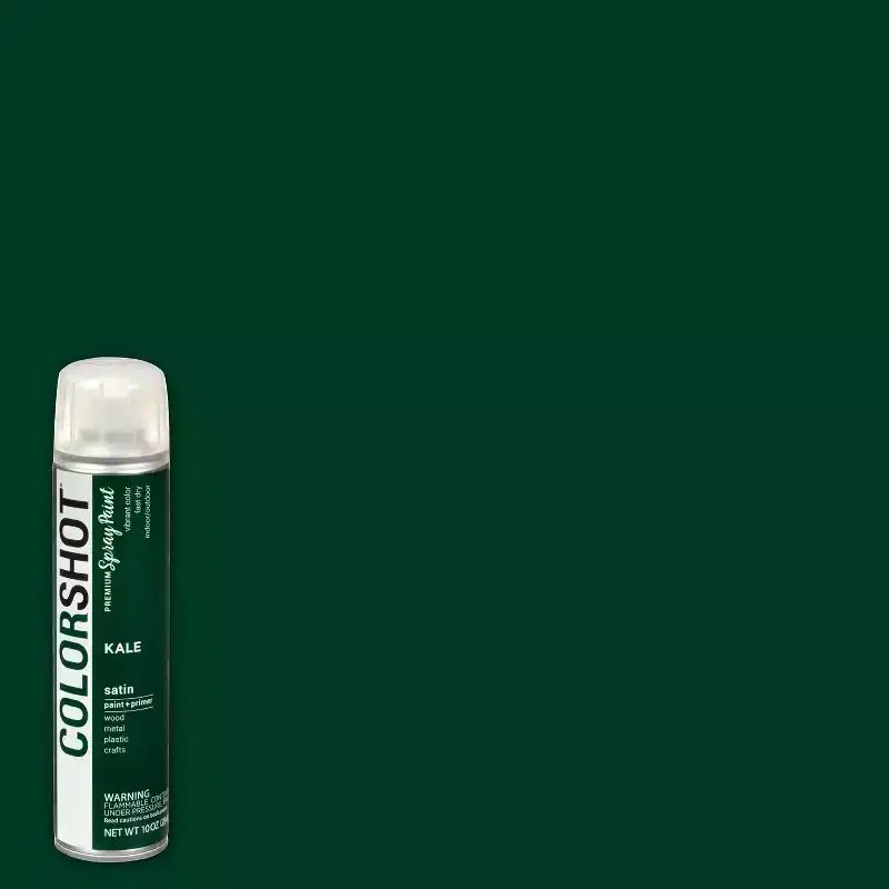 Colorshot Spray Paint Satin Kale 10oz 4pk Value Set Dark Green: Exterior Acrylic Paint & Primer, Fast Dry, 10000 Sq Ft Coverage