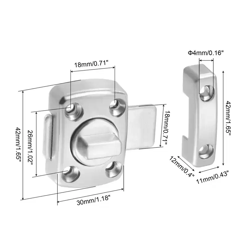 Unique Bargains Zinc Alloy Cabinet Window Door Nail-free Lock Gate Rotate Bolt Latches 2 Pcs