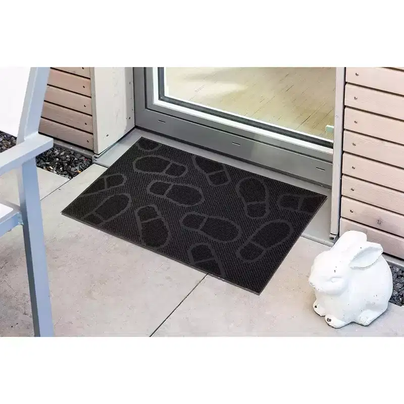 Evideco French Home Goods Outdoor Front Door Mat 30x18 Rubber Shoeprint