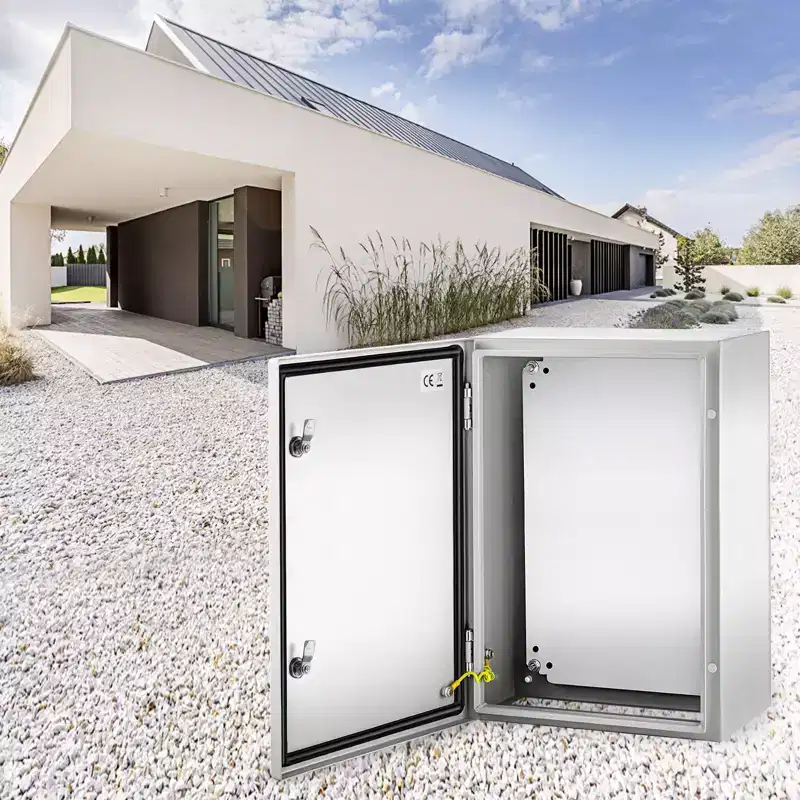 VEVOR NEMA Steel Enclosure, 24 x 16 x 10'' NEMA 4X Steel Electrical Box, IP66 Waterproof & Dustproof, with Mounting Plate, Gray-white