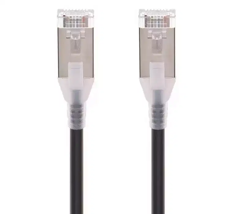 Monoprice Cat6A Ethernet Patch Cable - 2 Feet - Black | Snagless, Double Shielded, Component Level, CM, 30AWG - SlimRun Series