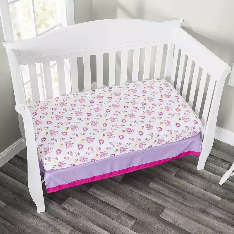 Everyday Kids 2-Pack Fitted Girls Crib Sheets, Soft Breathable Polyester, Fits Standard Crib Mattress 28x52, Princess Lavender Nursery Sheets