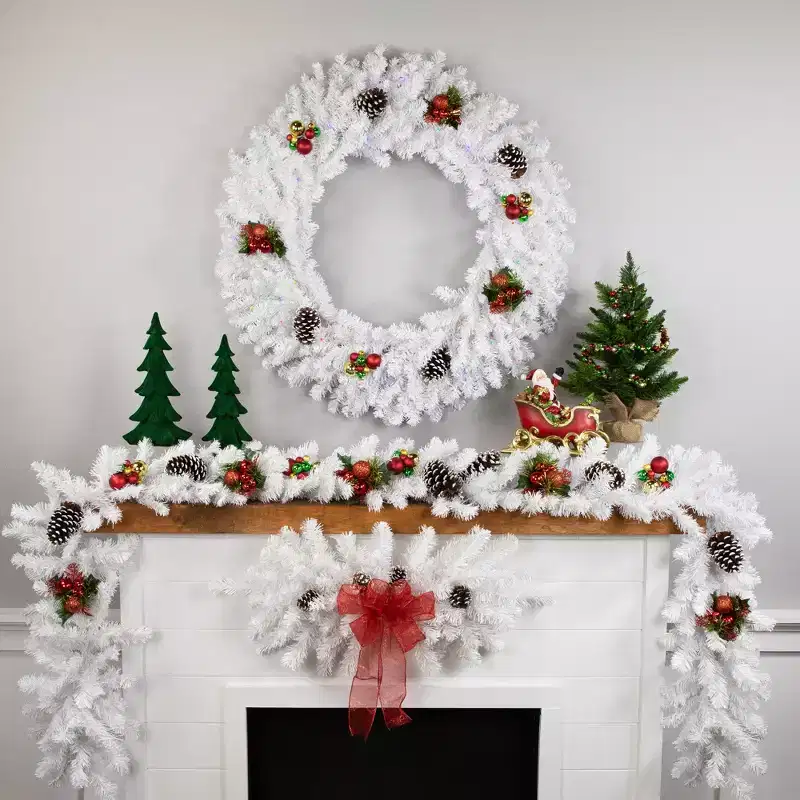 Northlight 32 Unlit Snow White Artificial Christmas Door Swag