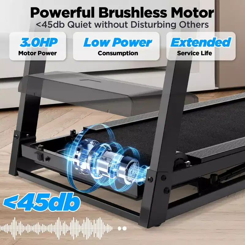 Foldable Treadmill with Incline App Control Bluetooth Speaker Walking Running Machine 0.6-7.5km/h Adjustable Speeds LED Display for Home/Office
