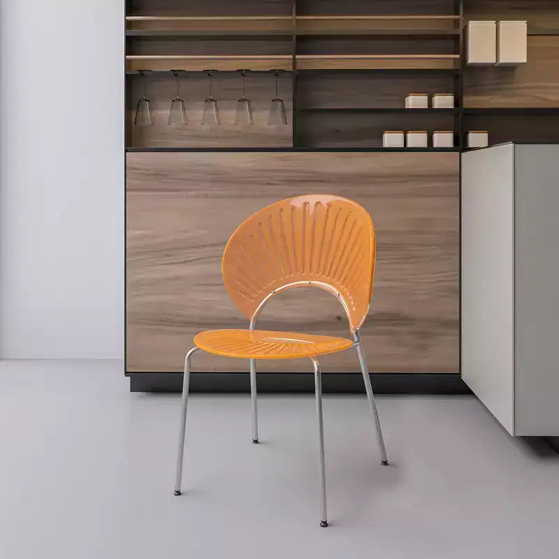 LeisureMod Opulent Modern Acrylic Dining Chair  Transparent Seat with Chrome Metal Legs, Stylish Durable Accent Chair for Kitchen, Dining Room, Cafe