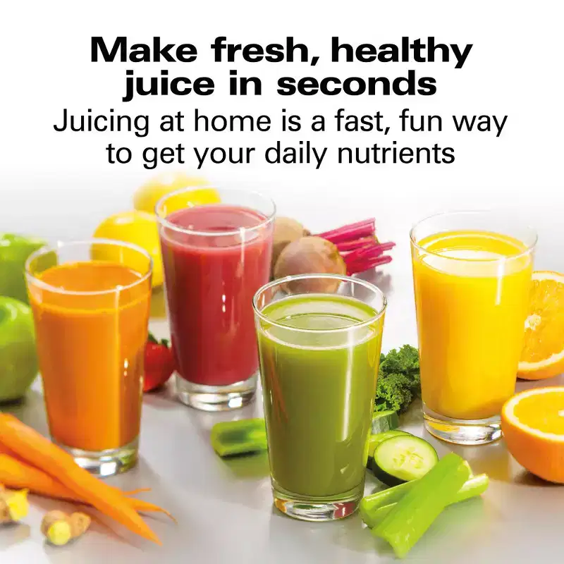 Hamilton Beach Pro XL Juice Extractor 67906: 1100W Juicer Machine, 2 Speeds, Dishwasher-Safe, Metal & Plastic, 16oz Capacity