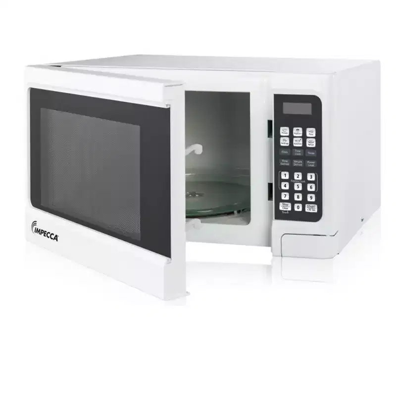 Impecca 1.1 Cu Ft Countertop Microwave Oven, 1000W w/ 10 Power Levels and LED Digital Display, White