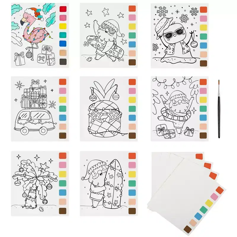 Vivid by Brea Reese: Watercolor Pad Kit - Surfing Santa - 8 Christmas Designs