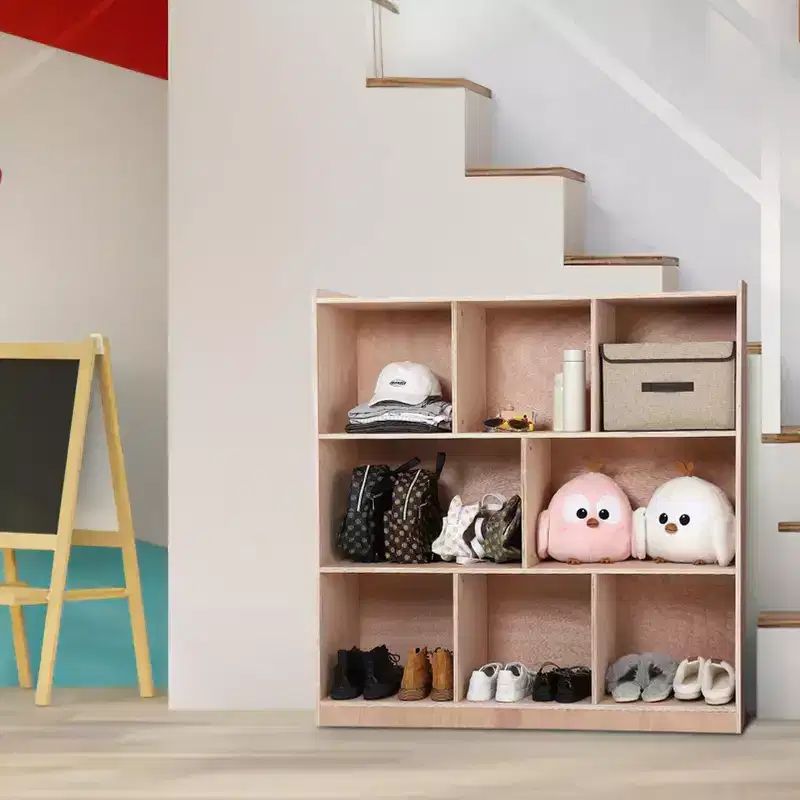 Garvee Cubbies Storage Cabinet, Solid Kids Book Cubby Shelving, Storage Organizer with 4 Casters, 2 Storage Boxes for Home/School