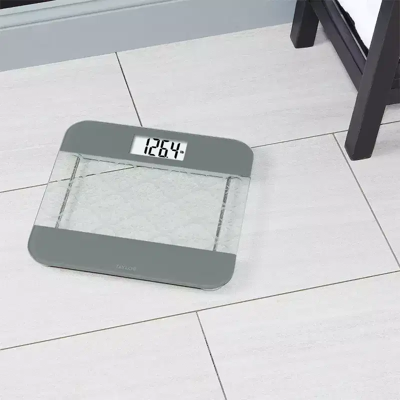 Taylor Glass Digital Bathroom Scale with Moroccan Frosted Design Clear