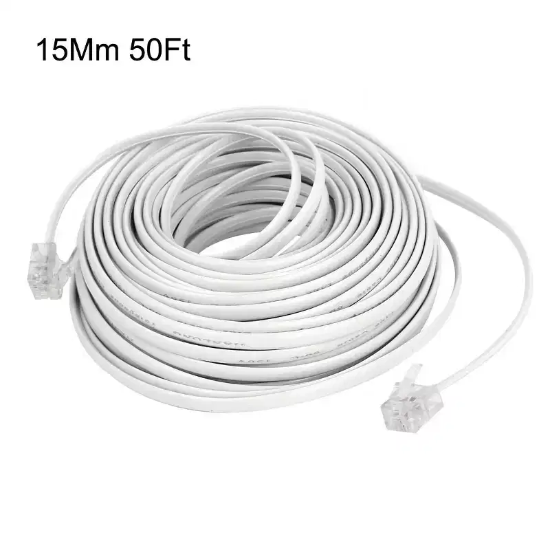 Unique Bargains 15Mm 50Ft Long RJ11 6P2C Male to Male Telephone Phone Connector Cable